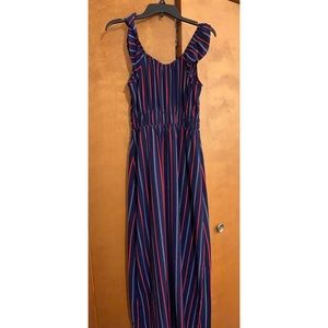 Off shoulder striped maxi dress
